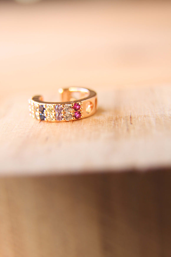 ear cuff aro doble fila circonitas multicolor