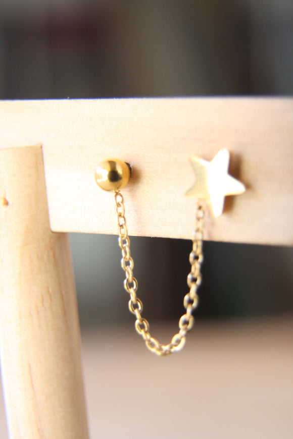 mini doble pendiente estrella