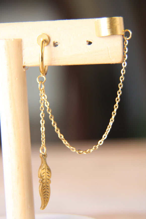 mini doble pendiente pluma