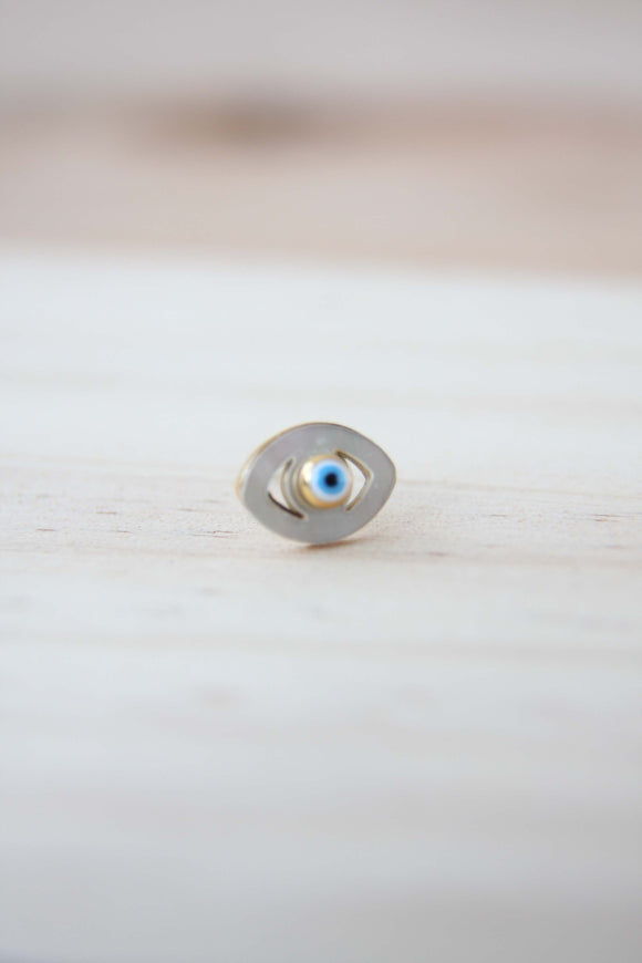 mini ojo de nácar con piedra azul