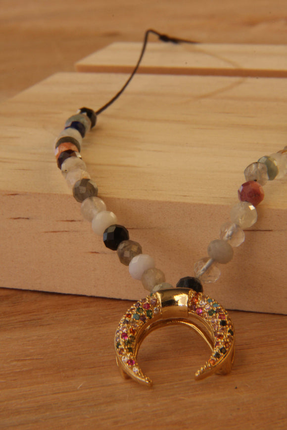 collar corto luna dorada multicolor